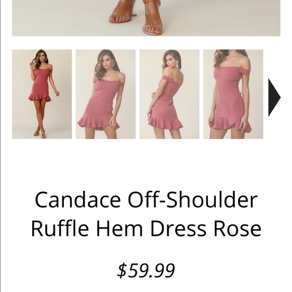 Off The Shoulder Ruffle Hem Dress Rose - Picture 7 of 10